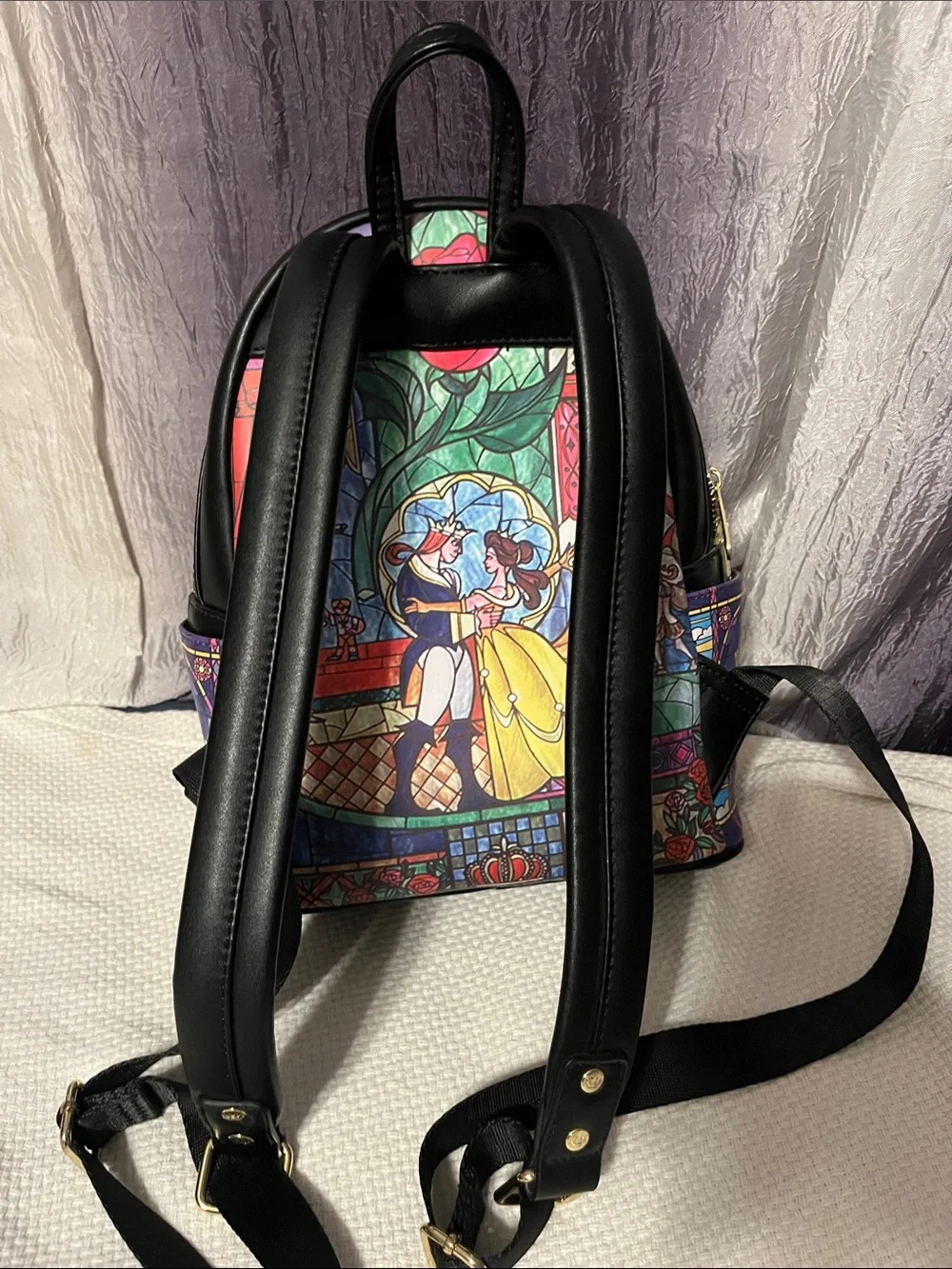 Disney Castle Stained-Glass Mini Backpack - Black, Blue, Pink, Green